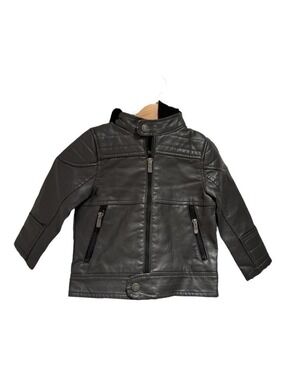 URBAN REPUBLIC black faux leather bomber jacket - size 24 months